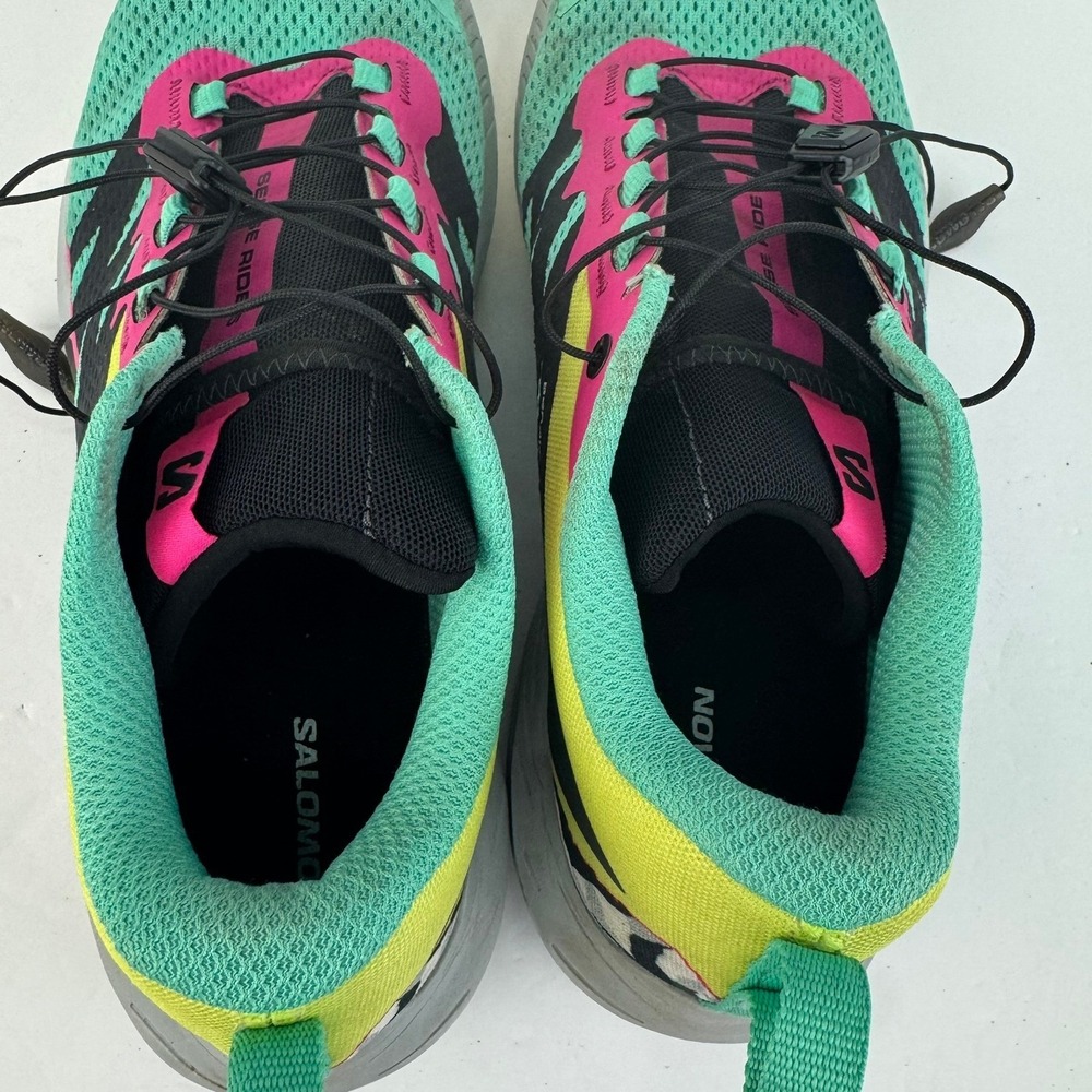 Salomon Sense Ride 5 Womens Size 9 Trail Running Shoes Mint Pink Yellow Sneakers - Picture 11 of 13